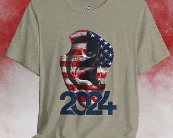 Camiseta pro-Trump 2024: Camiseta con gráfico de orejas de estrellas y rayas