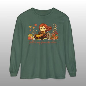 Can-Am Spyder Fall T-Shirt: Comfort Colors Moto Trike Girl Autumn Tee Blue Spruce