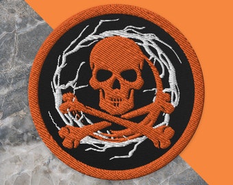 Skull & Crossbones Embroidered Biker Patch - Motorcycle Gift Applique