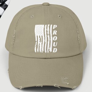 Proud American Veteran Dad Hat: Distressed USA Flag Cotton Twill Cap