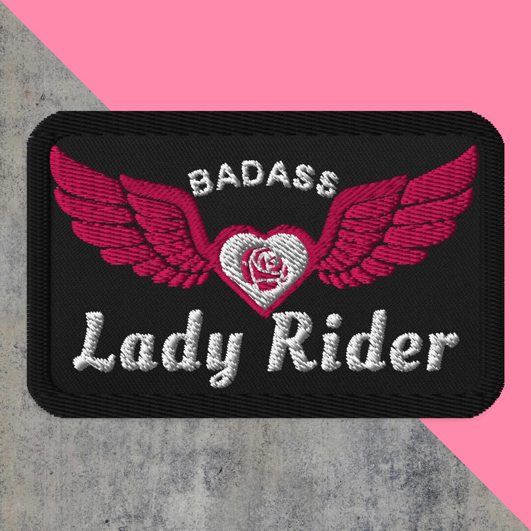 Badass Lady Rider Embroidered Winged Roses Motorcycle Vest Patch Gift ...