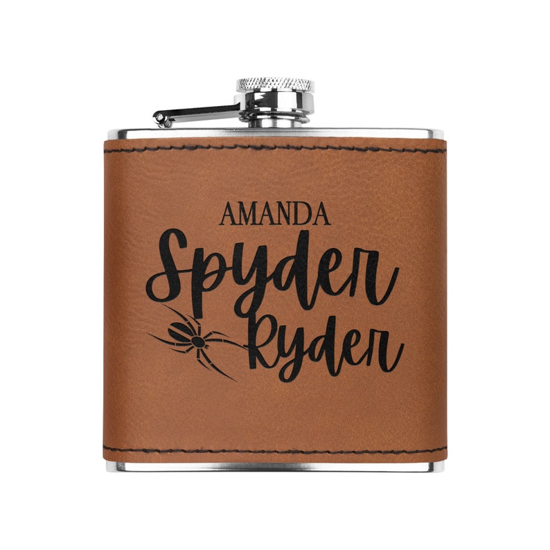 Personalized Can-Am Spyder Flask: Laser Engraved Leather Gift Rawhide