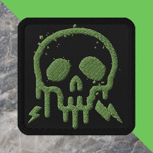 Grunge Skull Motorcycle Embroidered Patch, Biker Vest Patch, Applique Patch, Iron-On or Sew-On Patch, Fun Patch for Motorcycle Lover, Patch