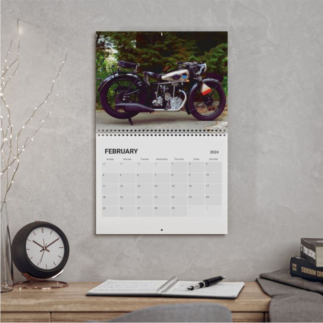 2024 Vintage Motorcycle Wall Calendar, Motorcycle Lover Family Calendar