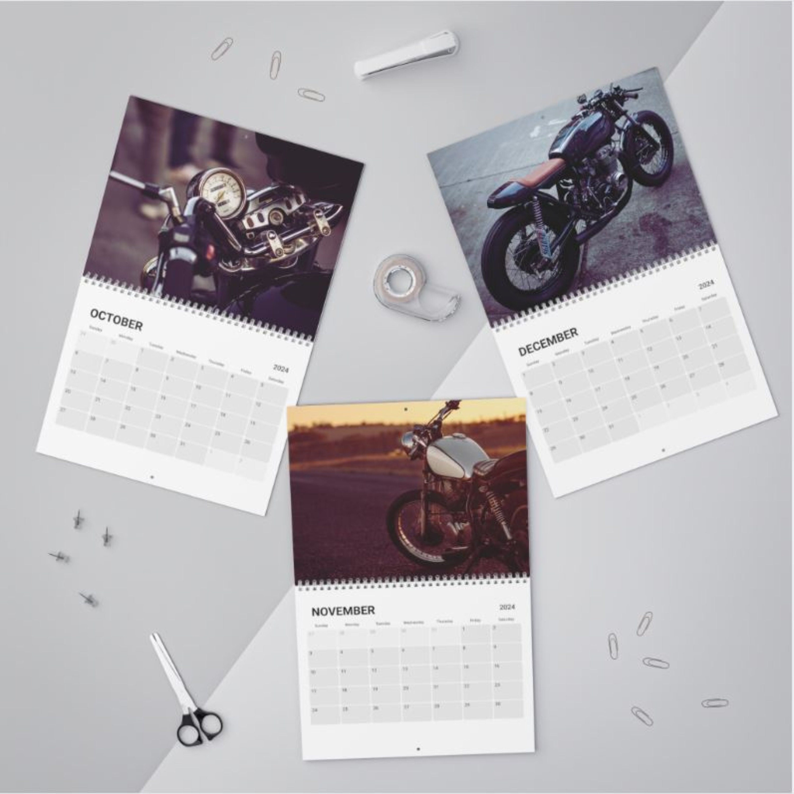 2024 Vintage Motorcycle Wall Calendar, Motorcycle Lover Family Calendar