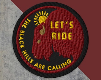 Black Hills Buffalo Embroidered Motorcycle Patch - South Dakota Biker Souvenir Gift
