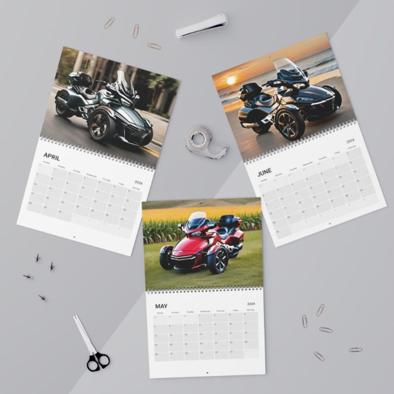 2024 Spyder Three Wheeled Motorcycle Wall Calendar, Spyder Lover Family