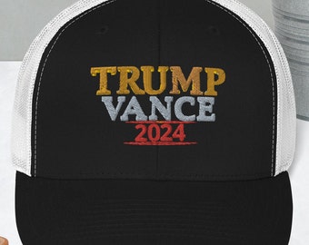 Trump Vance 2024 Trucker Hat: Embroidered Republican USA Gift