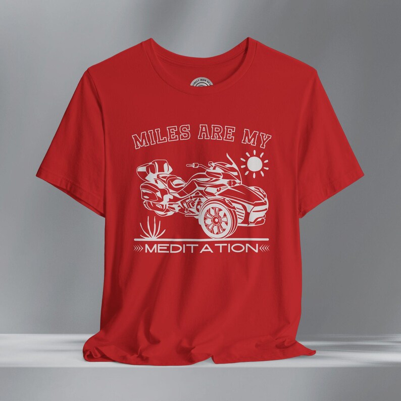 Can-Am Spyder F3 T-Shirt: Miles are my Meditation, Boho Trike Rider Tee Red