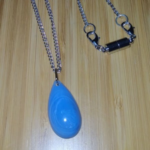 Blue teardrop resin pendant necklace