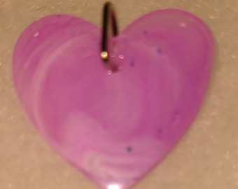 Pink resin heart pendant