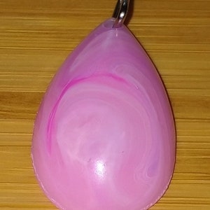 Teardrop pink and white resin pendant