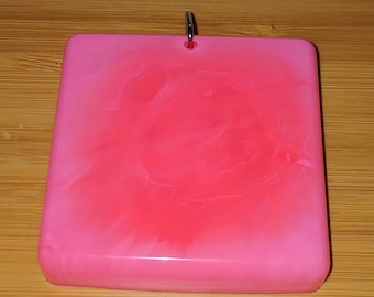 Large square orange resin pendant