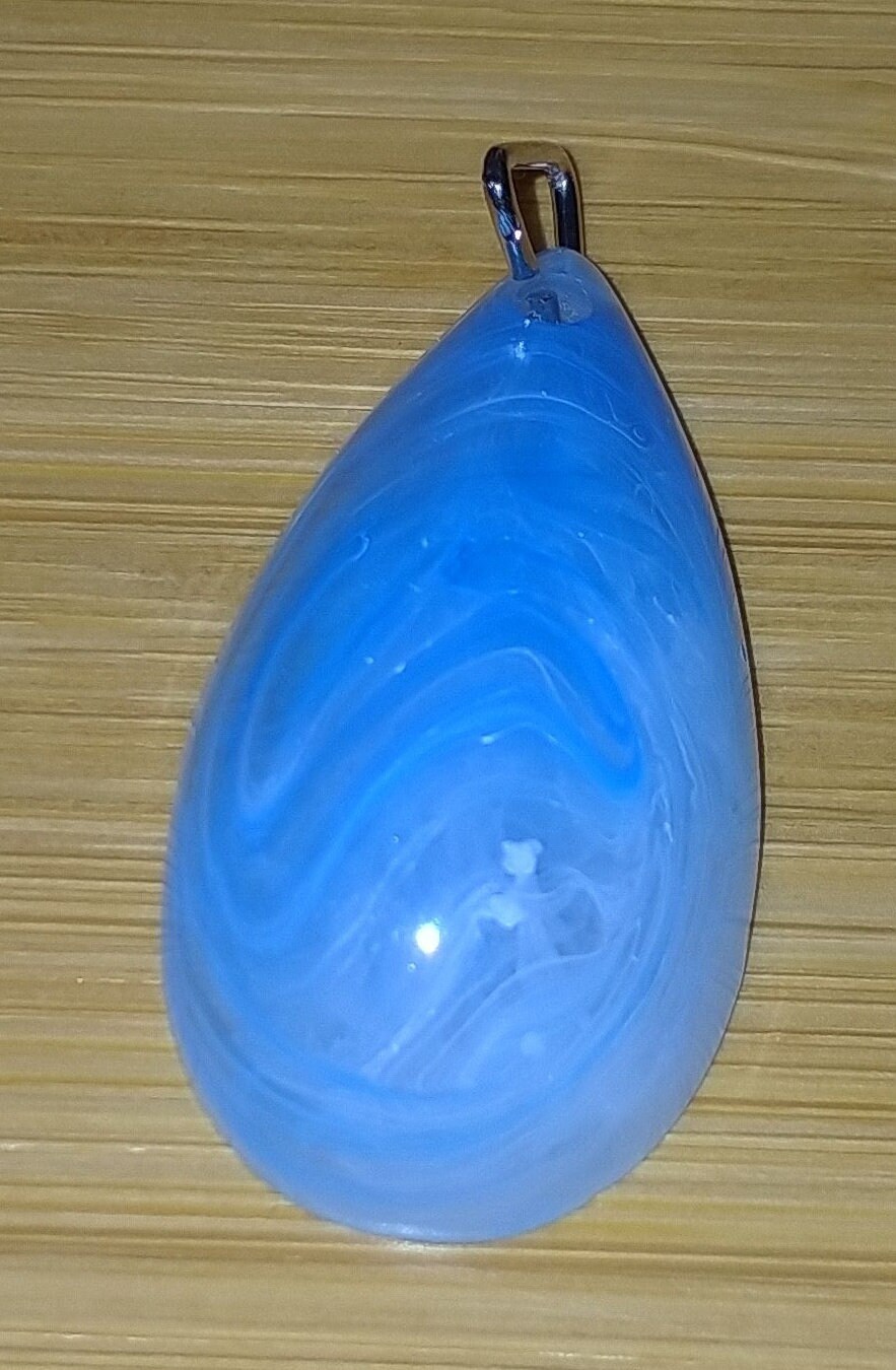 Teardrop blue and white resin pendant