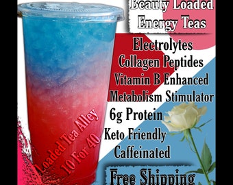 Mega Beauty Collagen Loaded Energy Tea Go packs! 10 for 40! FLASH SALE! Free Shipping! Check out our other flavors in shop!