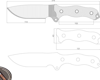 Plantillas de diseño de cuchillos personalizados: planos digitales (PDF, DWG, DXF) para proyectos de bricolaje hechos a mano. Planos detallados de cuchillos.
