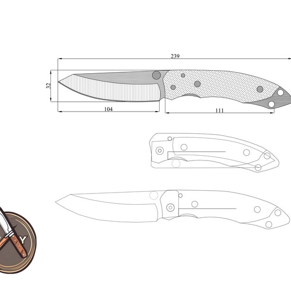 Premium Tactical Knife Digital Plans -Detailed DIY Folding Knife Blueprints -High-Precision Craftsmanship-Ideal for Metalworking Enthusiasts