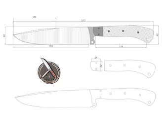 Diseño de cuchillo de chef de estilo japonés / Archivos PDF, DWG y DXF / Plano de cuchillo personalizado para entusiastas de la cocina