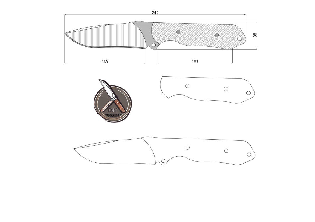 Drop Point Knife Template for CNC Laser Cutting | Pdf Dxf Dwg Digital ...