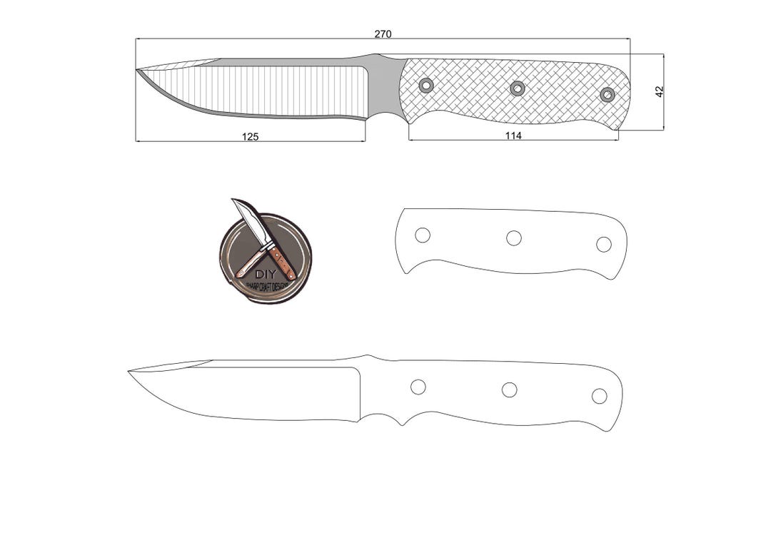 Fixed Blade Knife Template 270 Mm Overall Length – Digital Plans PDF ...