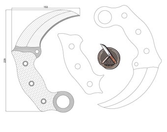 Karambit Knife Design Template - Digital Pdf DWG DXF Plans for Custom Karambit Knife Making - DIY Knife Blueprint
