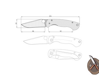 Knife Drawing, Sketch, Printable Templates, Custom Knife Plans, Design, and Shape Ideas