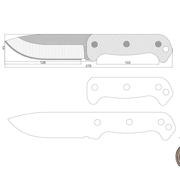 Versatile Fixed Blade Knife Digital Template, EDC Utility Knife Design Files DXF Dwg Pdf, DIY Outdoor Knife Blueprint, Bushcraft Knife Plan