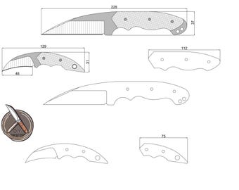 Digital Knife Template Plans for Diy Knife Makers, Pdf Dwg Dxf Files, Customizable Knife Patterns for CNC and Crafting