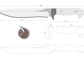 Hunting Knife Template: DIY Crafting, CNC, Laser Cut (Dwg, Dxf, PDF)