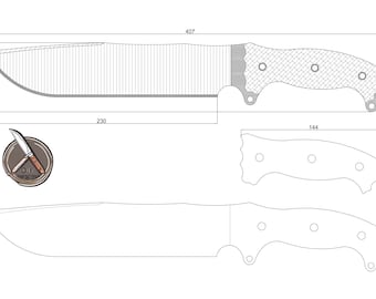 Plantilla de cuchillo de bushcraft elaborada por expertos: descarga PDF, DXF y DWG para cuchillos personalizados