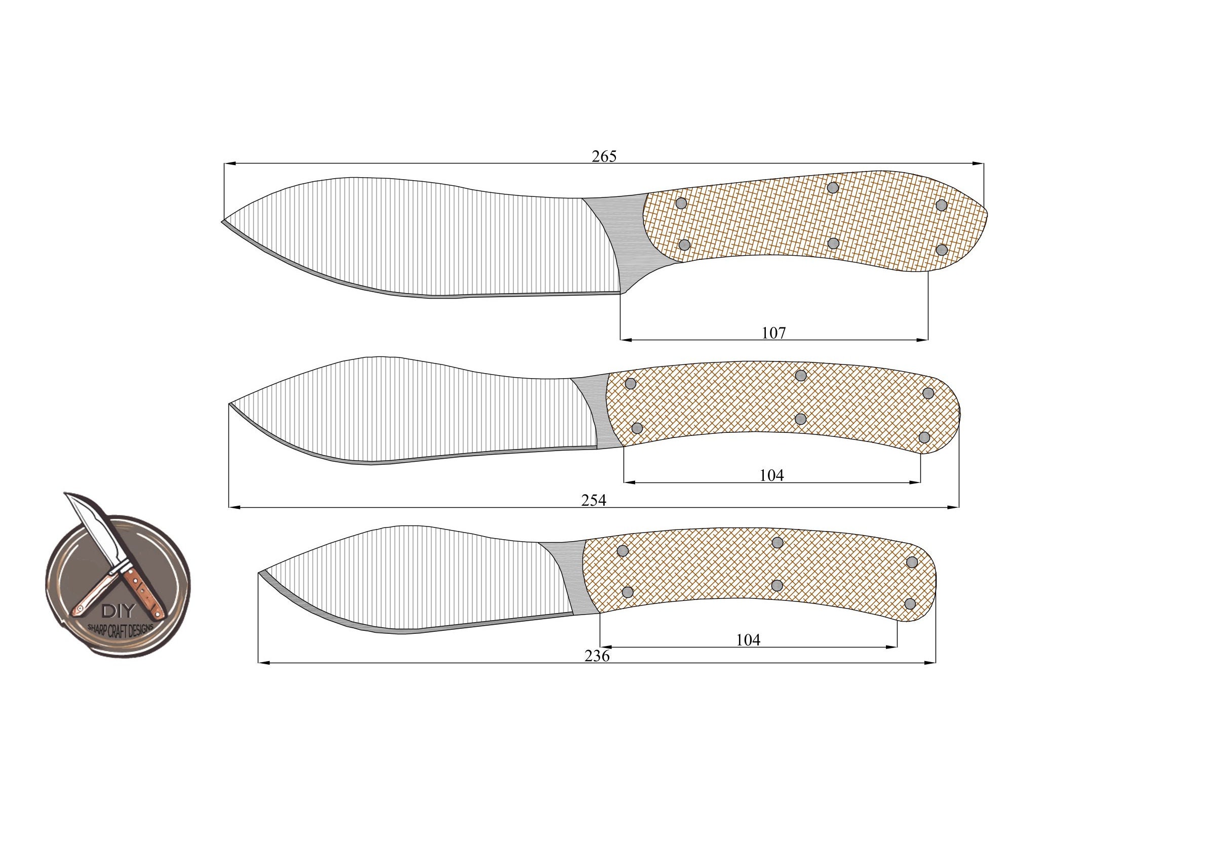 Essential Trio Knife Templates Chef Utility & Paring Knife Etsy