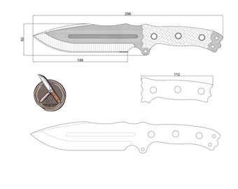 Plantilla digital de cuchillo táctico personalizado: ideal para exteriores y supervivencia (PDF, DXF, DWG)