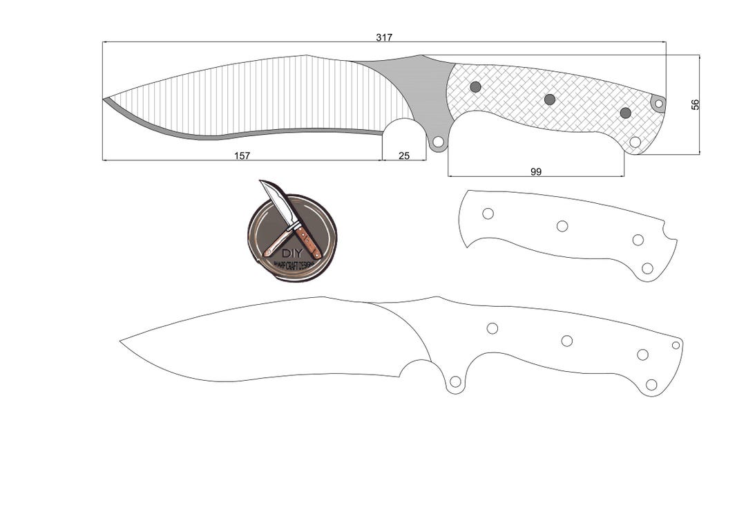 Tactical Drop Point Knife Template Pdf Dxf Dwg Digital Blueprint for