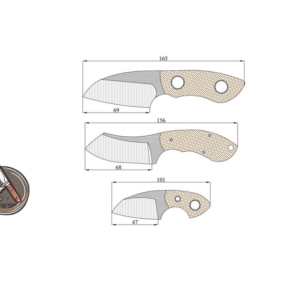 Three-Size Knife Set Templates | Versatile Utility Blade Blueprints | DWG, DXF, PDF