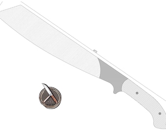 Plantilla de diseño de machete: planos de alta calidad en PDF, DWG y DXF para la fabricación de cuchillos DIY. Plano personalizado de machete para exteriores.