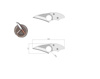 Karambit Knife Template: Compact Curved Blade Design (PDF DWG DXF)