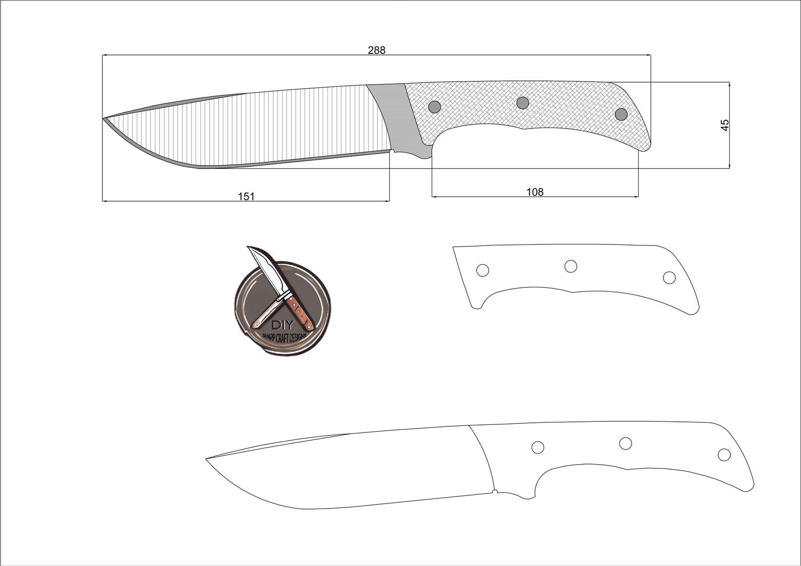 Utility Knife Design | Pdf, DWG, and DXF Files | DIY Custom Knife ...