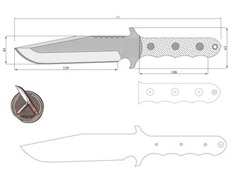 Professional Butcher Knife Blueprint, High-Performance Meat Processing Knife Design, Precision DWG DXF PDF Plans
