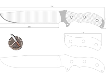 Plantilla digital de cuchillo de chef elegante (PDF, DXF, DWG)