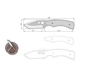 Plantilla de cuchillo multiusos compacto: diseño optimizado en formatos PDF, DWG y DXF