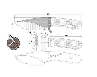 Plantilla digital de cuchillo fileteador definitivo para pescadores (formatos PDF, DXF y DWG)