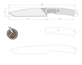 Sleek Chef Knife Blueprint | Professional Kitchen Knife Template | Available in DWG, DXF, PDF
