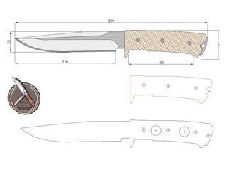 Plantilla para fabricar cuchillos de precisión: diseño digital de cuchillas de chef en PDF, DWG y DXF