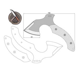 Mall för mini-tomahawkyxa: Taktisk karambitdesign (PDF DWG DXF)