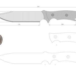 Precision Knife Blueprint & Template | DIY Knife Crafting Plans | DWG, DXF, Pdf Formats Available