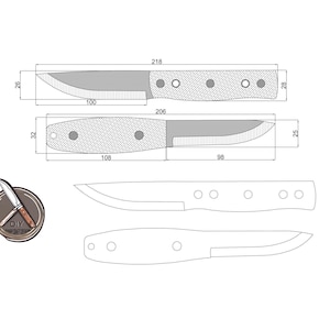 Bushcraft Knife Template for Diy Knife Makers, Pdf Dwg Dxf Digital Plans, Compact Blade Design for CNC Cutting