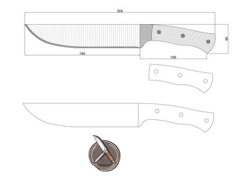 Individuelles Kürschnermesser Digitale Vorlage für Jäger - PDF, DXF, DWG Download
