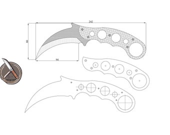 Ergonomic Karambit Knife Template | Easy-to-Follow Crafting Plan | Available in DWG, DXF, PDF