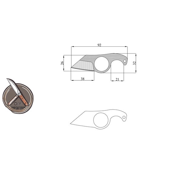 Compact Finger Hole Knife Template | Pocket Utility Blade Blueprint | DWG, DXF, PDF Formats