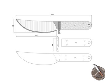Plantilla digital de cuchillo de carnicero: Plano de hacha de carnicero (DWG DXF PDF)